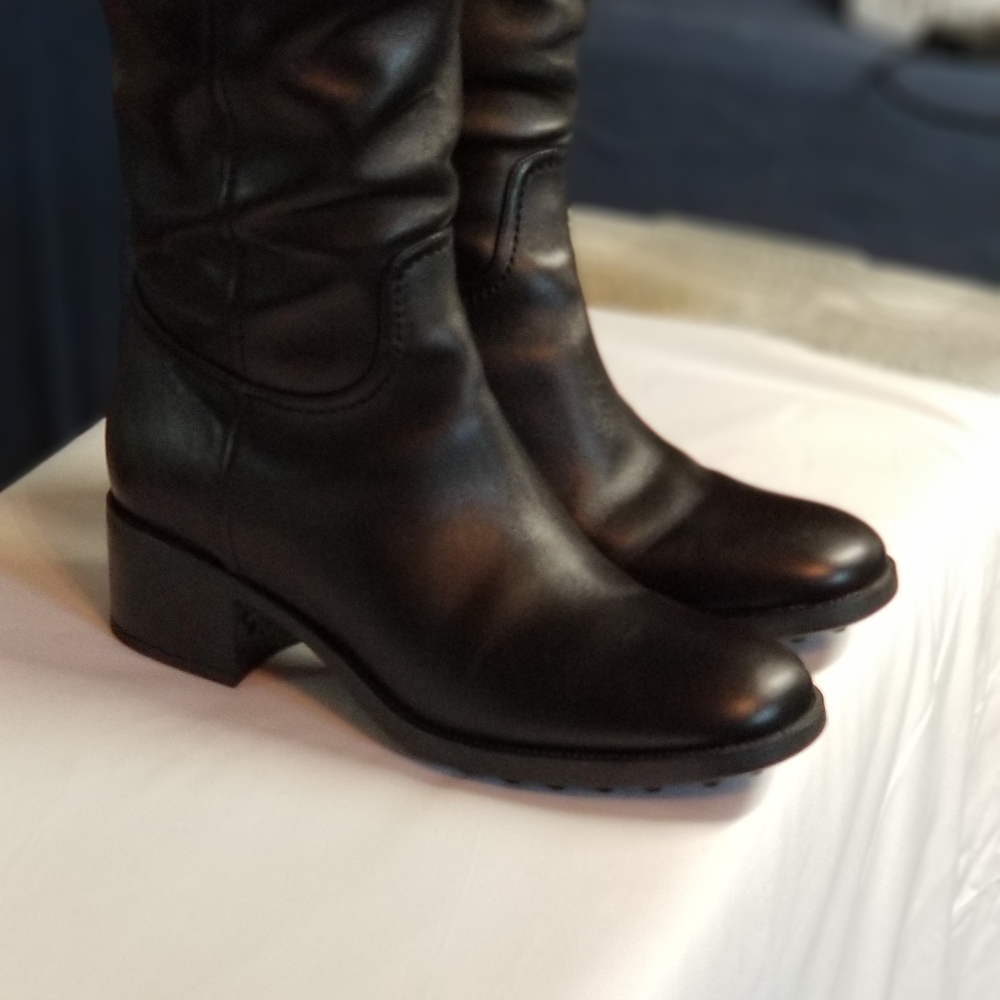Salvatore Ferragamo Black Leather Knee High Boots - Picture 7 of 11